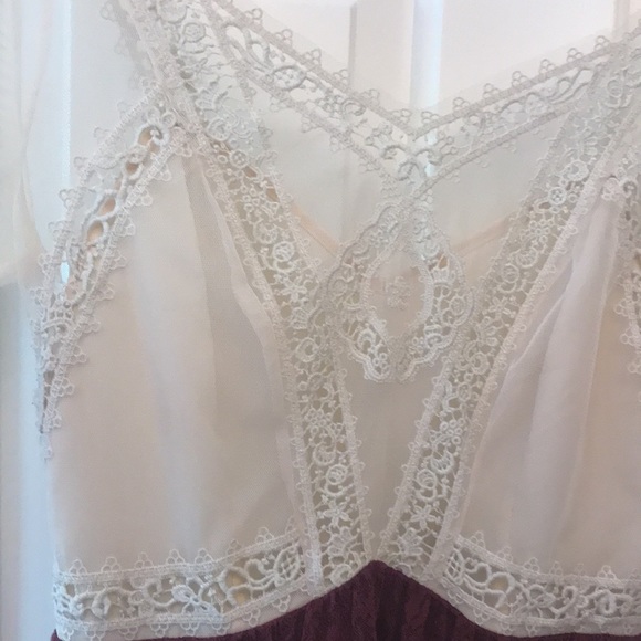 Free people romantic victorian dress lace sheer xs 0 - Picture 3 of 5
